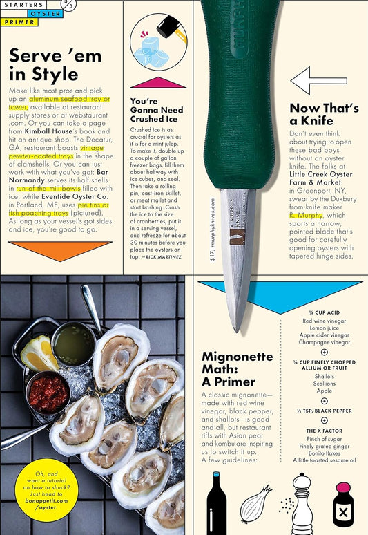 R. Murphy Duxbury Oyster Knife - As Seen in Bon Appetit Magazine - Shellfish Seafood Clam Shucker Tool - Made in USA