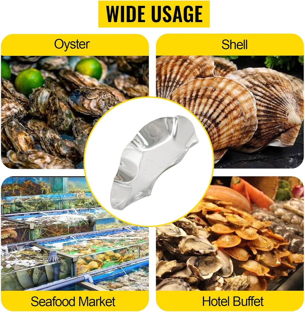 304 Stainless Steel Oyster Shells Oyster Grilling Shells for Cooking Oysters Shrimp Scallops Clams
