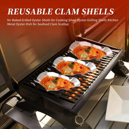 304 Stainless Steel Oyster Shells Oyster Grilling Shells for Cooking Oysters Shrimp Scallops Clams