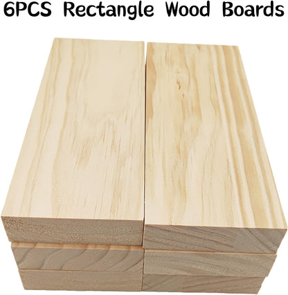 4PCS Rectangle Wood Boards Unfinished Wood Blocks for Crafting, 8x6x1in Blank Whittling Wooden Blocks for Wood Carving,Painting & Burning
