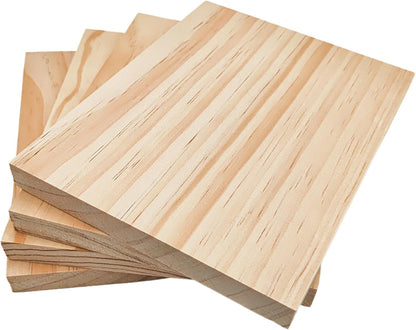 4PCS Rectangle Wood Boards Unfinished Wood Blocks for Crafting, 8x6x1in Blank Whittling Wooden Blocks for Wood Carving,Painting & Burning