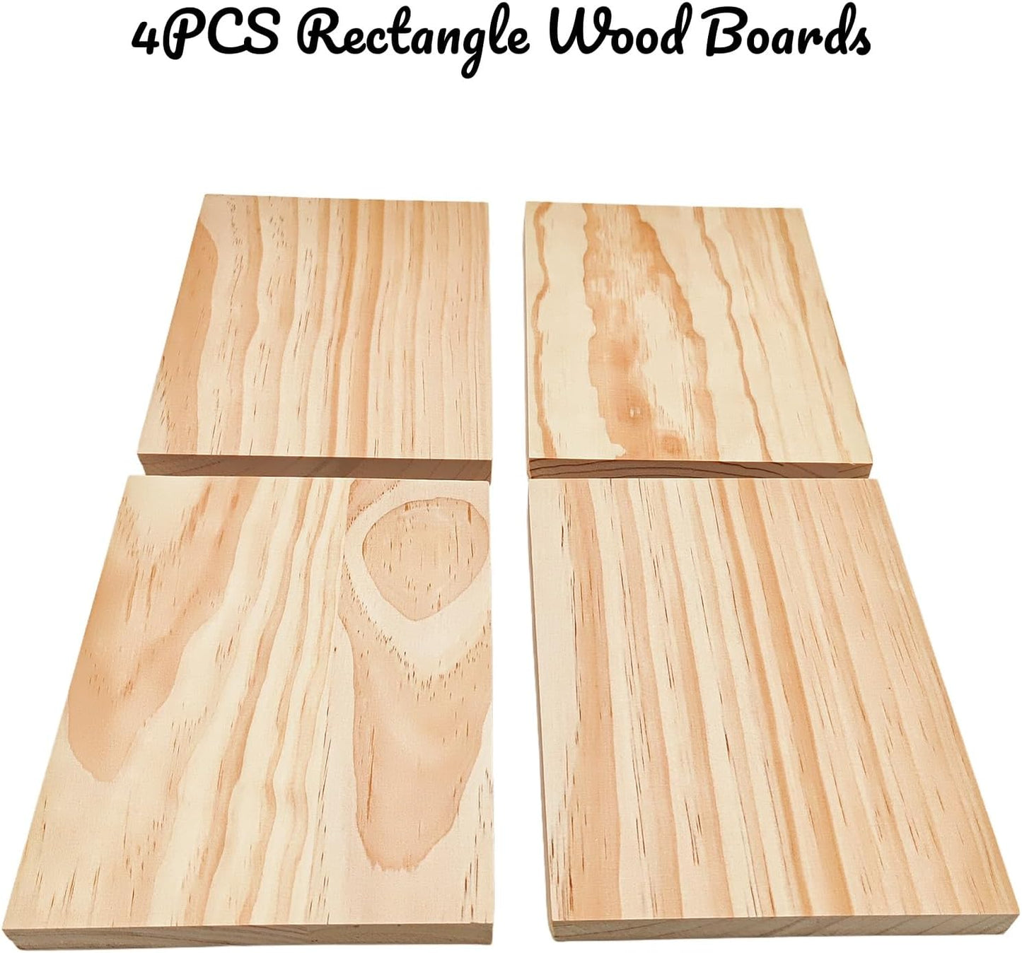 4PCS Rectangle Wood Boards Unfinished Wood Blocks for Crafting, 8x6x1in Blank Whittling Wooden Blocks for Wood Carving,Painting & Burning