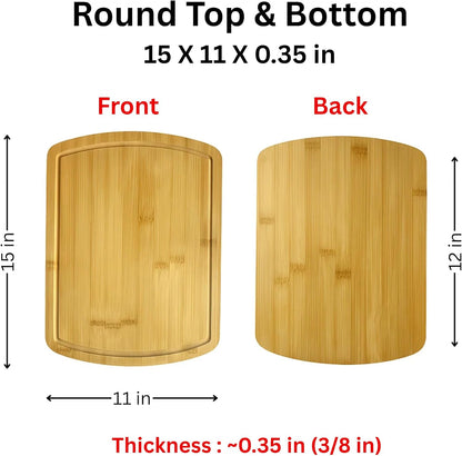 Set of 6, Bulk Bamboo Cutting Boards with Juice Groove – 15X11" Rounded Rectangle Large Charcuterie Trays, Grazing Platters, Blank Wood for Engraving, Epoxy Crafts, Resin Arts, Wall Decor