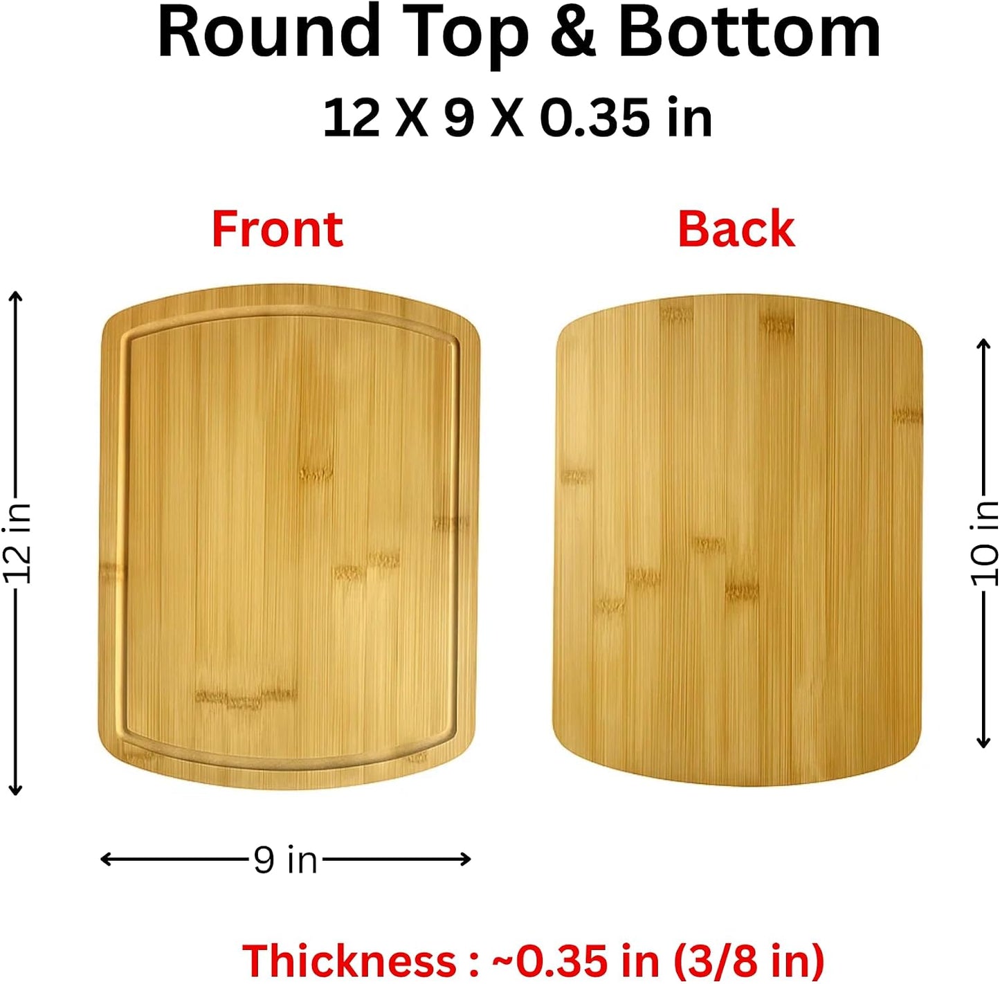 Set of 6, Bulk Bamboo Cutting Boards with Juice Groove – 15X11" Rounded Rectangle Large Charcuterie Trays, Grazing Platters, Blank Wood for Engraving, Epoxy Crafts, Resin Arts, Wall Decor