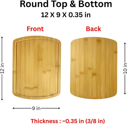 Set of 6, Bulk Bamboo Cutting Boards with Juice Groove – 15X11" Rounded Rectangle Large Charcuterie Trays, Grazing Platters, Blank Wood for Engraving, Epoxy Crafts, Resin Arts, Wall Decor