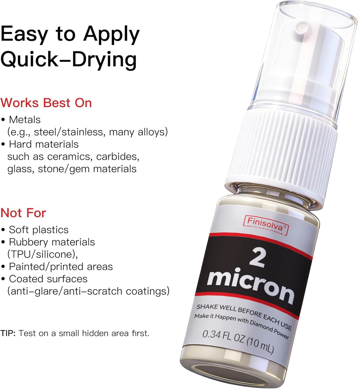 2 Micron Diamond Emulsion, Diamond Stropping Compound for Knife Sharpening | 0.34 Fl OZ/10 ML Suspension for Leather Strops, Wool Pads & Polishing Cloths; Polishes Tools, Metal, Glass, Ceramic & Stone