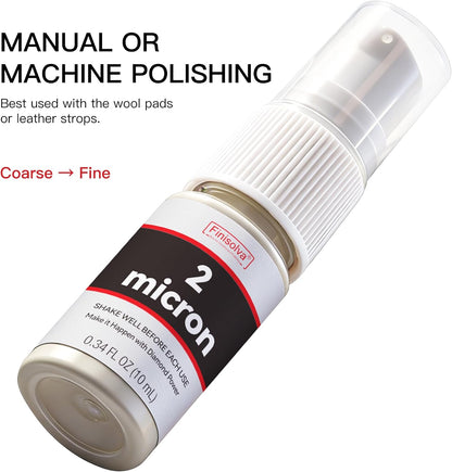 2 Micron Diamond Emulsion, Diamond Stropping Compound for Knife Sharpening | 0.34 Fl OZ/10 ML Suspension for Leather Strops, Wool Pads & Polishing Cloths; Polishes Tools, Metal, Glass, Ceramic & Stone