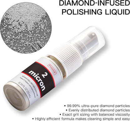 2 Micron Diamond Emulsion, Diamond Stropping Compound for Knife Sharpening | 0.34 Fl OZ/10 ML Suspension for Leather Strops, Wool Pads & Polishing Cloths; Polishes Tools, Metal, Glass, Ceramic & Stone