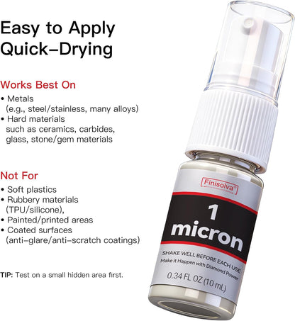 2 Micron Diamond Emulsion, Diamond Stropping Compound for Knife Sharpening | 0.34 Fl OZ/10 ML Suspension for Leather Strops, Wool Pads & Polishing Cloths; Polishes Tools, Metal, Glass, Ceramic & Stone