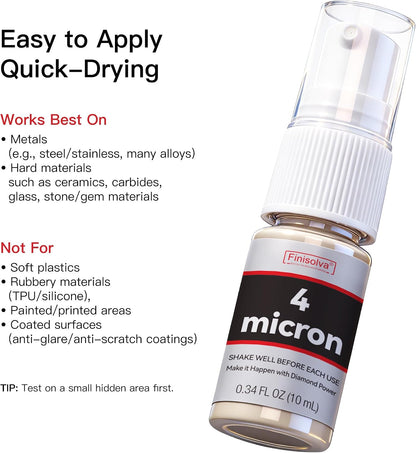 2 Micron Diamond Emulsion, Diamond Stropping Compound for Knife Sharpening | 0.34 Fl OZ/10 ML Suspension for Leather Strops, Wool Pads & Polishing Cloths; Polishes Tools, Metal, Glass, Ceramic & Stone