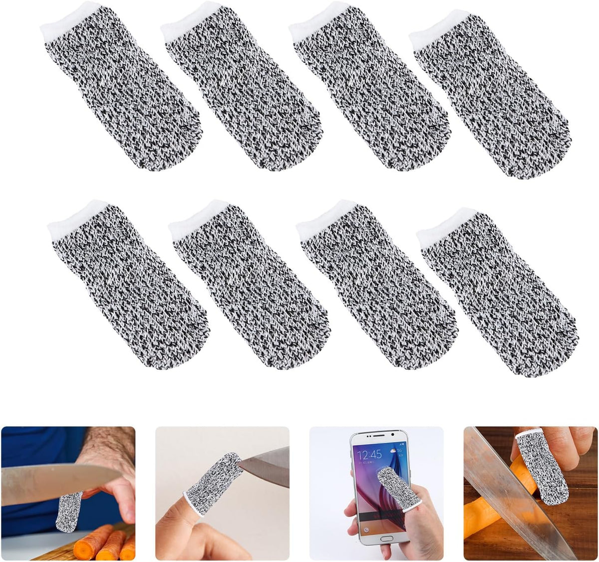 40pcs Gray Cut Resistant Finger Cots Thumb Guards with High Abrasion Protection, Labor Safety Finger Sleeve Protectors for Industrial, Kitchen, and Craft Use