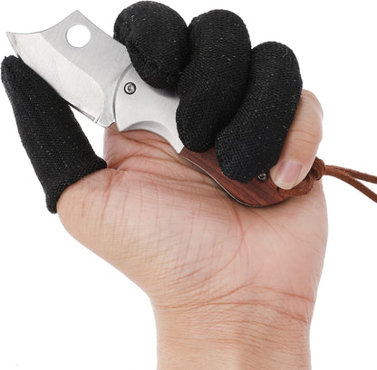 12 PCS Finger Cots Cut Resistant Protector, Finger Covers for Cuts Reusable Gloves Life Extender Anti-Slip Cut Resistant Finger Protectors for Kitchen Work Sculpture Supplies (Black)