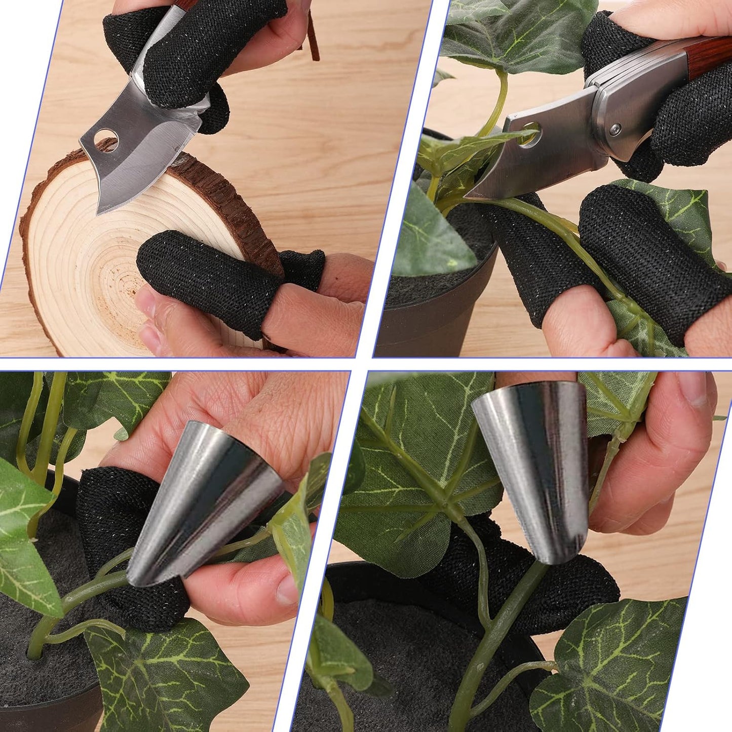 12 PCS Finger Cots Cut Resistant Protector, Finger Covers for Cuts Reusable Gloves Life Extender Anti-Slip Cut Resistant Finger Protectors for Kitchen Work Sculpture Supplies (Black)