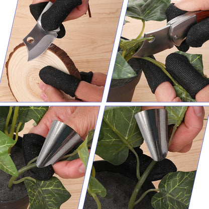 12 PCS Finger Cots Cut Resistant Protector, Finger Covers for Cuts Reusable Gloves Life Extender Anti-Slip Cut Resistant Finger Protectors for Kitchen Work Sculpture Supplies (Black)