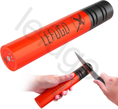 Cordless Electric Knife Sharpener, Portable Rechargeable Electric Knife Sharpener for Home Kitchen, 3-Speed 7000RPM Handheld Tool for Straight Blades (Orange)