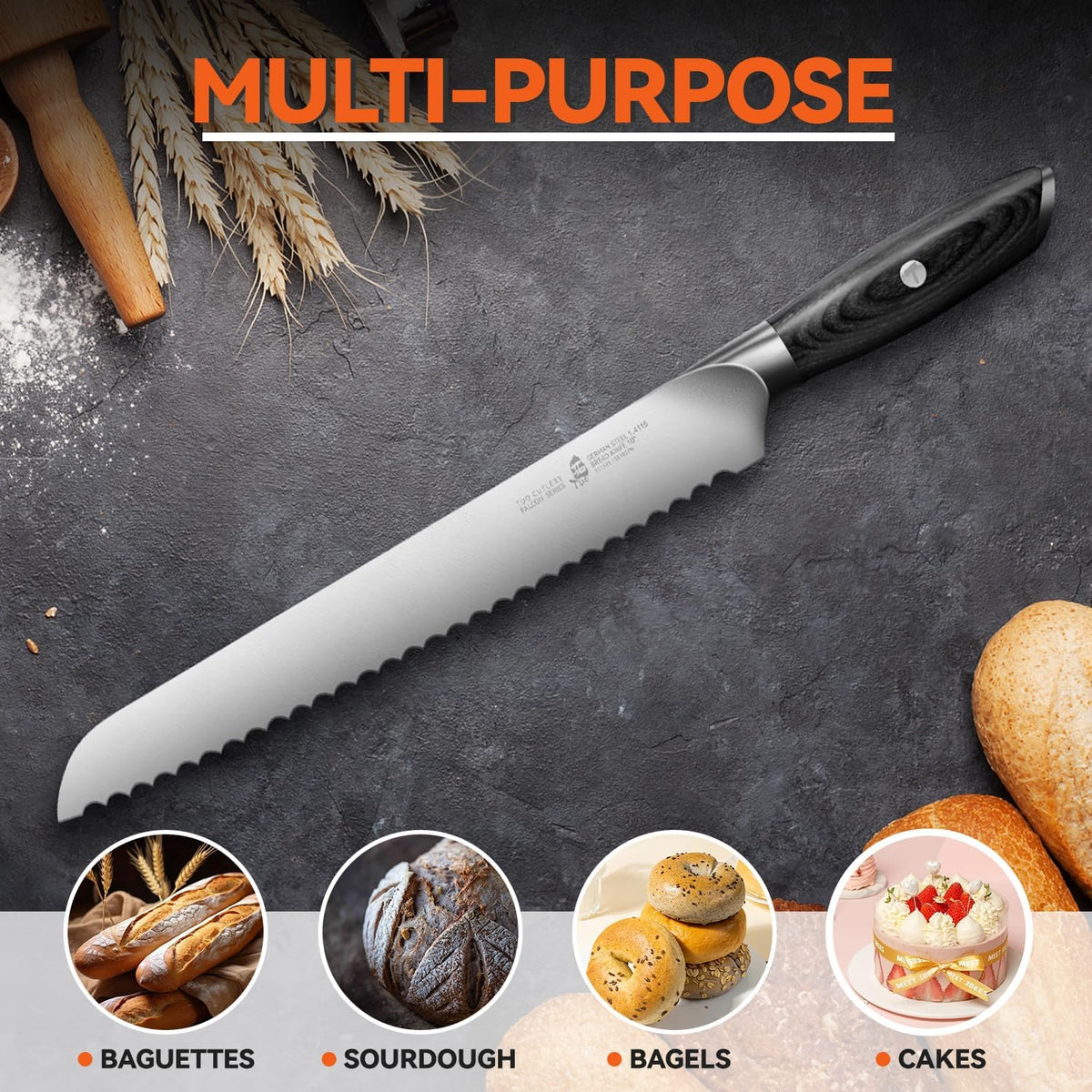 Fillet Knife, 7 Inch Professional Fish Boning Knife for Trimming Meat & Poultry, Flexible Blade, High Carbon German Steel, Riveted Handle - Falcon Series