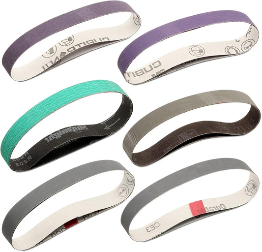 1 x 18 Inch Sanding Belts Knife Sharpening Belt Kit, 12-Pack | Fits Work Sharp Blade Grinder Attachment of Ken Onion Edition Knife & Tool Sharpener