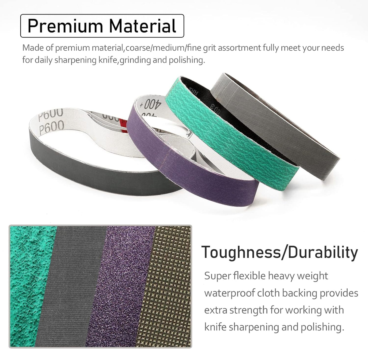 1 x 18 Inch Sanding Belts Knife Sharpening Belt Kit, 12-Pack | Fits Work Sharp Blade Grinder Attachment of Ken Onion Edition Knife & Tool Sharpener