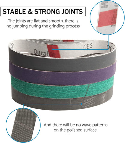 1 x 18 Inch Sanding Belts Knife Sharpening Belt Kit, 12-Pack | Fits Work Sharp Blade Grinder Attachment of Ken Onion Edition Knife & Tool Sharpener