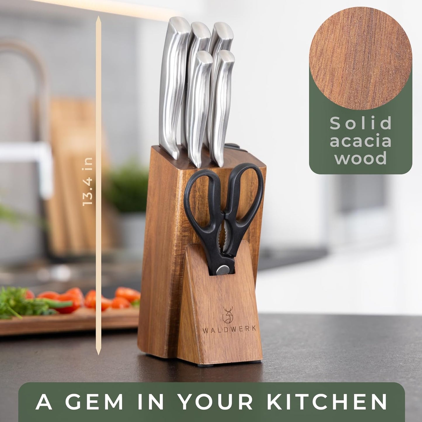 Knife Set - 7pcs Kitchen Knife Set with Block and Integrated Sharpener - Kitchen Knife Set - Knife Block Set - Kitchen Knifes - Knives Set for Kitchen - Knife Block - Knife Set with Block