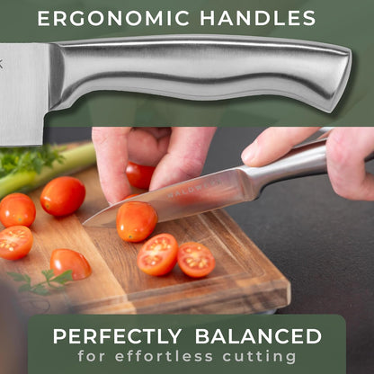 Knife Set - 7pcs Kitchen Knife Set with Block and Integrated Sharpener - Kitchen Knife Set - Knife Block Set - Kitchen Knifes - Knives Set for Kitchen - Knife Block - Knife Set with Block
