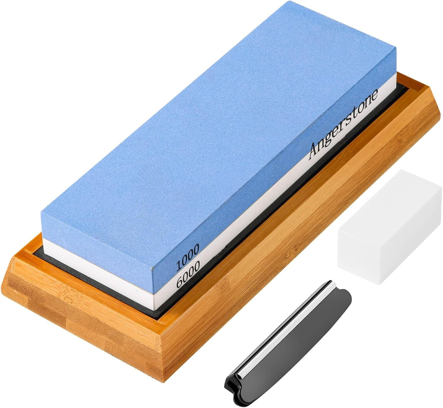 Premium Knife Sharpening Stone–Whetstone 1000/6000 Grit, Whetstone Knife Sharpener with NonSlip Base, Best Wet Stone Sharpening Kit, Angle Guide