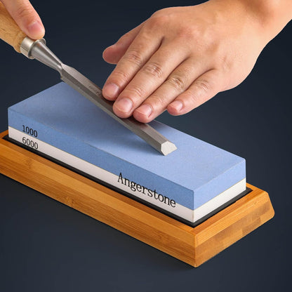 Premium Knife Sharpening Stone–Whetstone 1000/6000 Grit, Whetstone Knife Sharpener with NonSlip Base, Best Wet Stone Sharpening Kit, Angle Guide