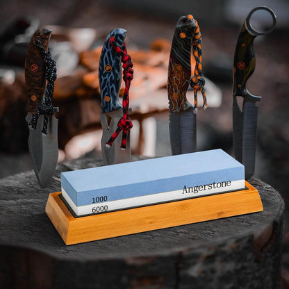 Premium Knife Sharpening Stone–Whetstone 1000/6000 Grit, Whetstone Knife Sharpener with NonSlip Base, Best Wet Stone Sharpening Kit, Angle Guide