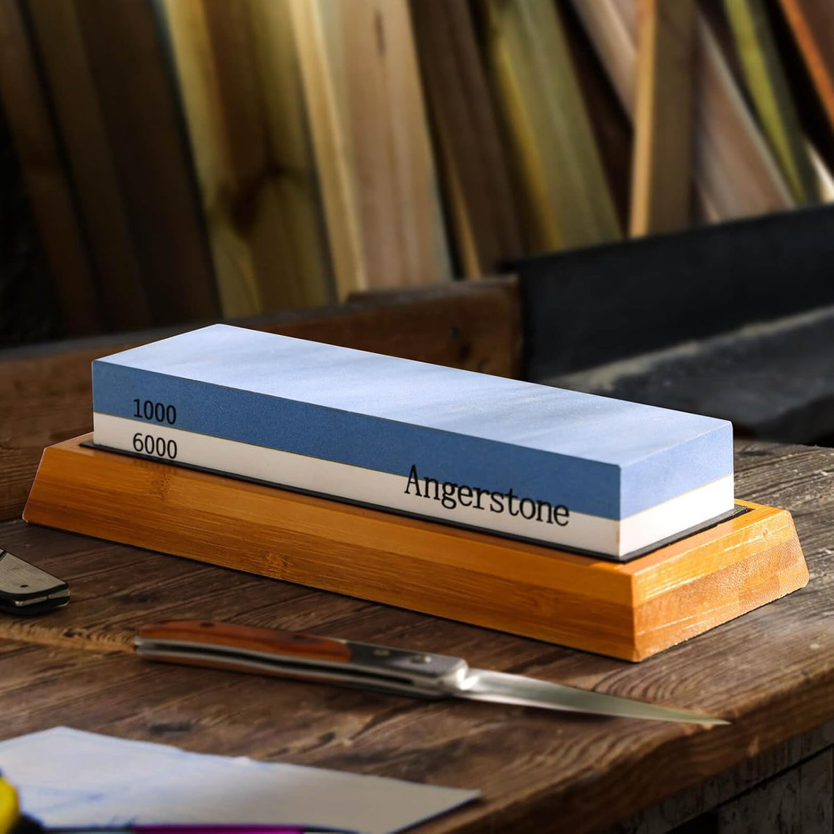 Premium Knife Sharpening Stone–Whetstone 1000/6000 Grit, Whetstone Knife Sharpener with NonSlip Base, Best Wet Stone Sharpening Kit, Angle Guide
