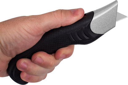 INTERNET'S BEST Ergonomic Utility Knife Set | Retractable Box Cutter with Rubber Handle | For Cutting Cardboard, Carpet & Plastic | Blade Storage in Handle | Includes 2 Razor Knives & 3 Extra Blades