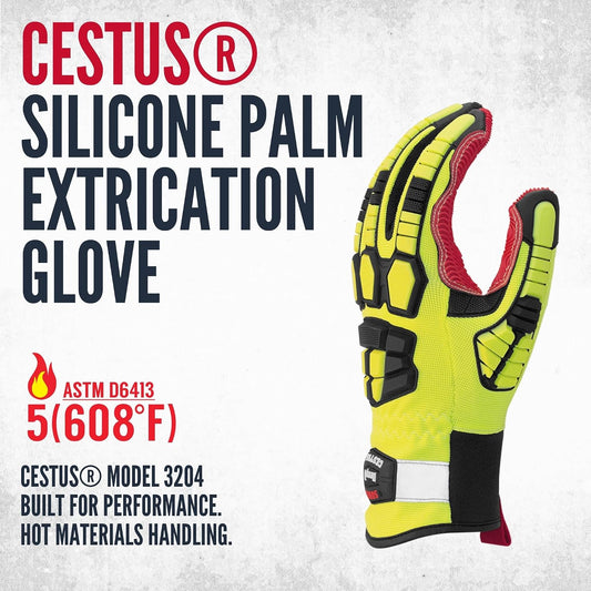 Cestus 3204, Firefighter Rescue Gloves for Extrication, 608°F Silicone Palm