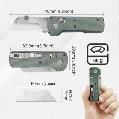 Otacle U1 Folding Utility Knife with Quick Change Blade & Rail Lock