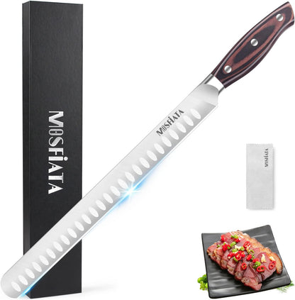 8" Carving Knife & 7" Fork Set - Premium Meat Cutting Knife, German High Carbon Stainless Steel EN.4116 BBQ Knives for Slicing Meats, Fruits & Vegetables