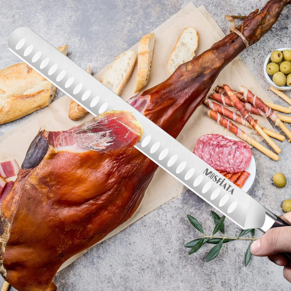 8" Carving Knife & 7" Fork Set - Premium Meat Cutting Knife, German High Carbon Stainless Steel EN.4116 BBQ Knives for Slicing Meats, Fruits & Vegetables