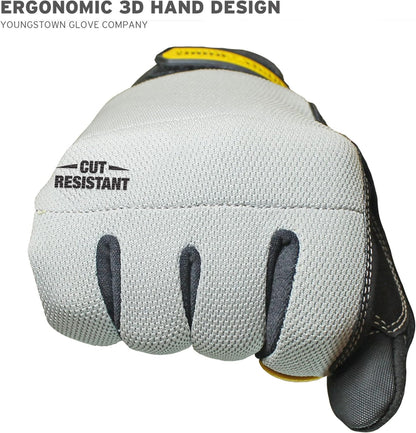 Youngstown Glove Cut Resistant General Utility Synthetic Work Gloves For Men - Kevlar Lined - Gray, Medium