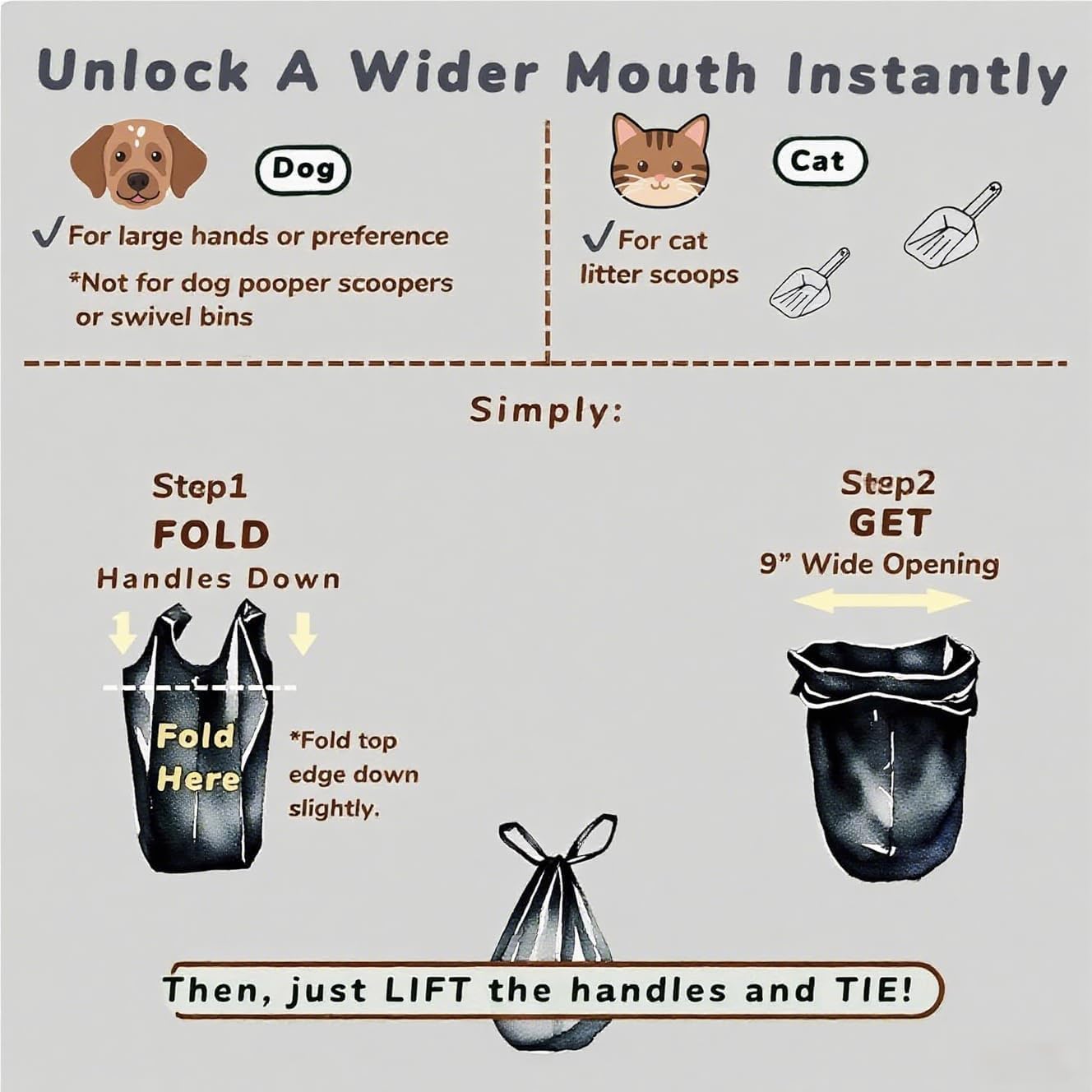 Ultra Thick Dog Poop Bags, Multi-Layer Bottom, Opaque Odor-Proof | Easy Open Tie Handles | Certified Compostable Plastic Free | 210 Heavy Duty Bags, Mint Scent, Fits Holder, No Scooper Needed