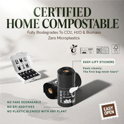 Ultra Thick Dog Poop Bags, Multi-Layer Bottom, Opaque Odor-Proof | Easy Open Tie Handles | Certified Compostable Plastic Free | 210 Heavy Duty Bags, Mint Scent, Fits Holder, No Scooper Needed