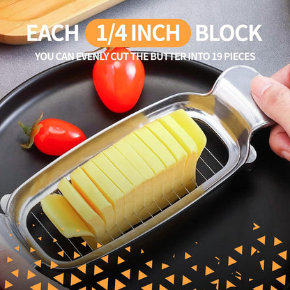 Butter & Cheese Slice Cutter Stainless Steel Multipurpose Butter and Cheese Cutter Slicer with Ergonomic handle Portable Grip for block cheese, Fruit Baking