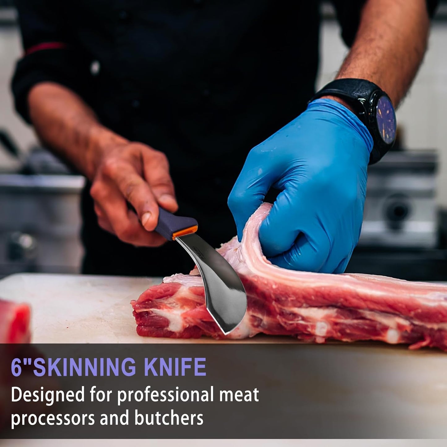 3 PCS Butcher Knife Set, Professional Meat Cutting Knives | Non-slip grip, 7" butcher & 6" skinning & boning,Ergonomic, less tired,Professional, precise cuts,X50CrMoV15 stainless steel.