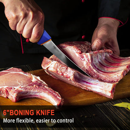 3 PCS Butcher Knife Set, Professional Meat Cutting Knives | Non-slip grip, 7" butcher & 6" skinning & boning,Ergonomic, less tired,Professional, precise cuts,X50CrMoV15 stainless steel.