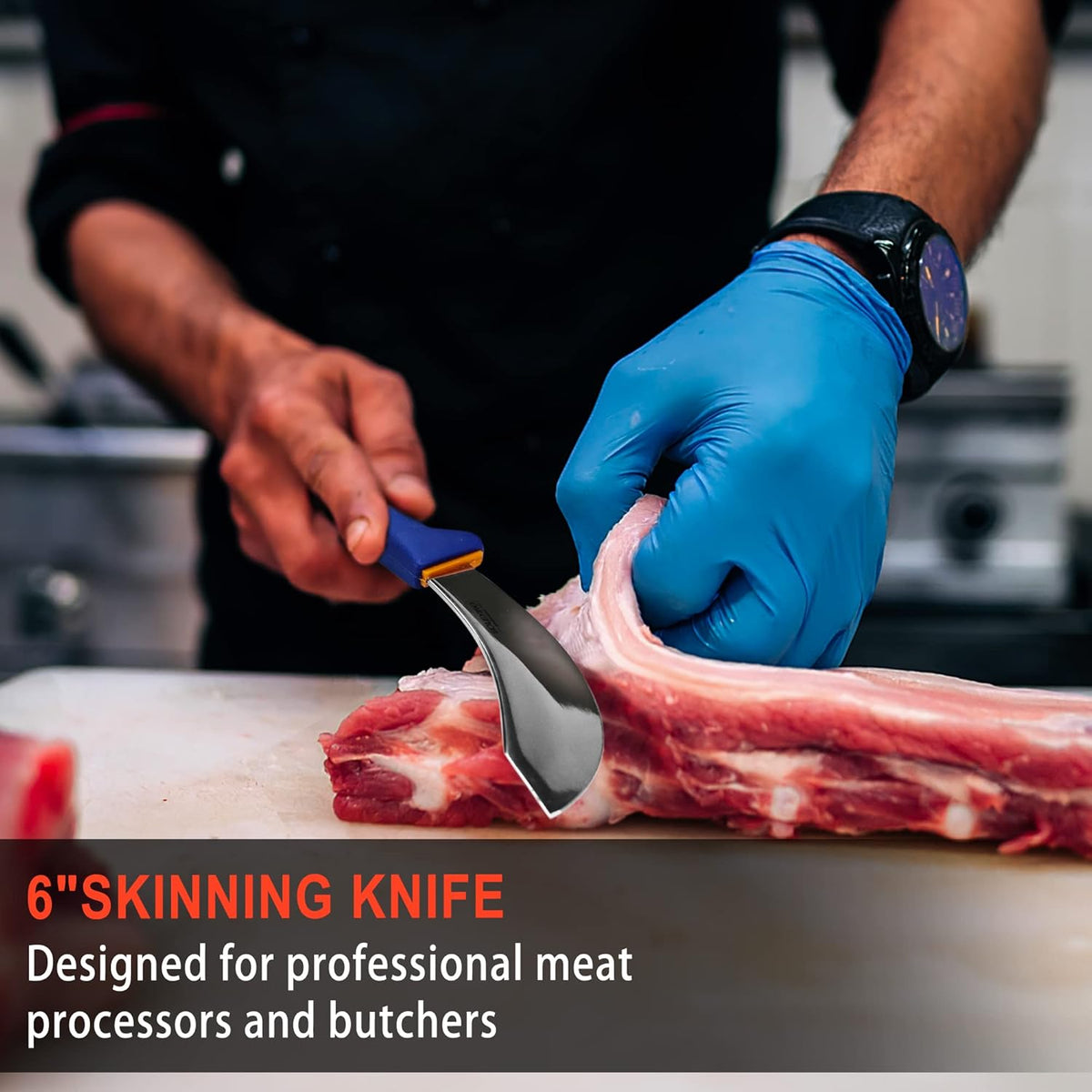 3 PCS Butcher Knife Set, Professional Meat Cutting Knives | Non-slip grip, 7" butcher & 6" skinning & boning,Ergonomic, less tired,Professional, precise cuts,X50CrMoV15 stainless steel.