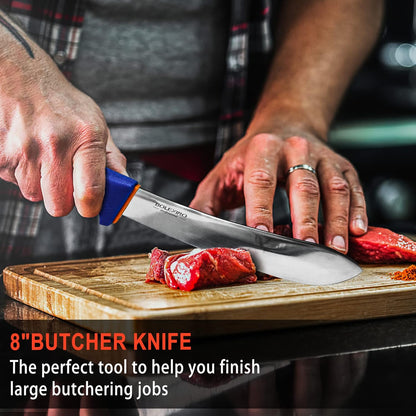 3 PCS Butcher Knife Set, Professional Meat Cutting Knives | Non-slip grip, 7" butcher & 6" skinning & boning,Ergonomic, less tired,Professional, precise cuts,X50CrMoV15 stainless steel.