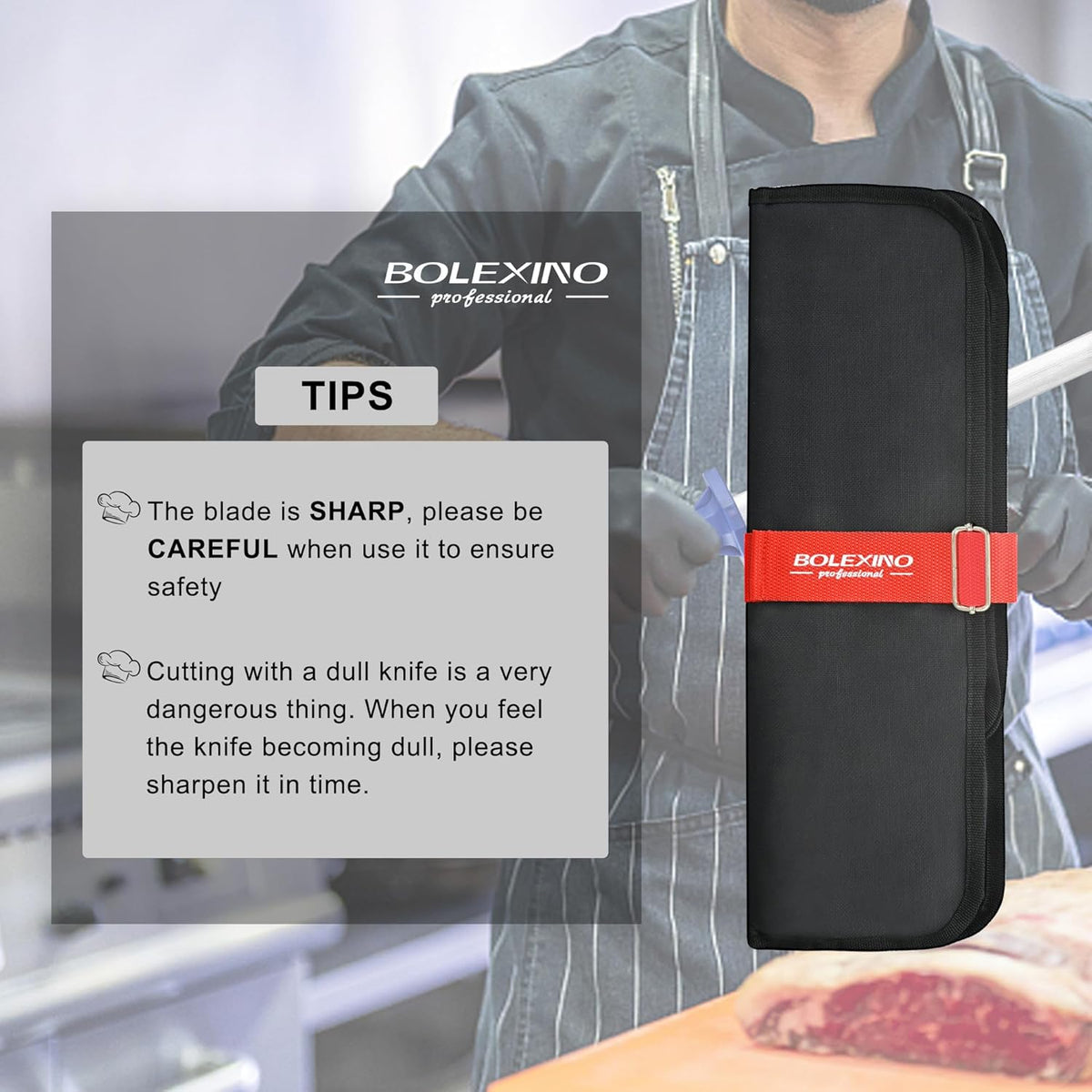 3 PCS Butcher Knife Set, Professional Meat Cutting Knives | Non-slip grip, 7" butcher & 6" skinning & boning,Ergonomic, less tired,Professional, precise cuts,X50CrMoV15 stainless steel.