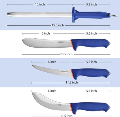 3 PCS Butcher Knife Set, Professional Meat Cutting Knives | Non-slip grip, 7" butcher & 6" skinning & boning,Ergonomic, less tired,Professional, precise cuts,X50CrMoV15 stainless steel.