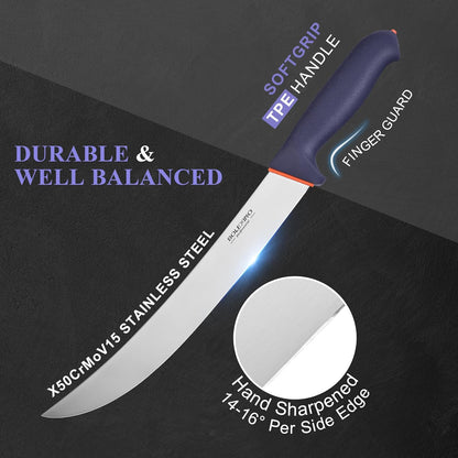 3 PCS Butcher Knife Set, Professional Meat Cutting Knives | Non-slip grip, 7" butcher & 6" skinning & boning,Ergonomic, less tired,Professional, precise cuts,X50CrMoV15 stainless steel.