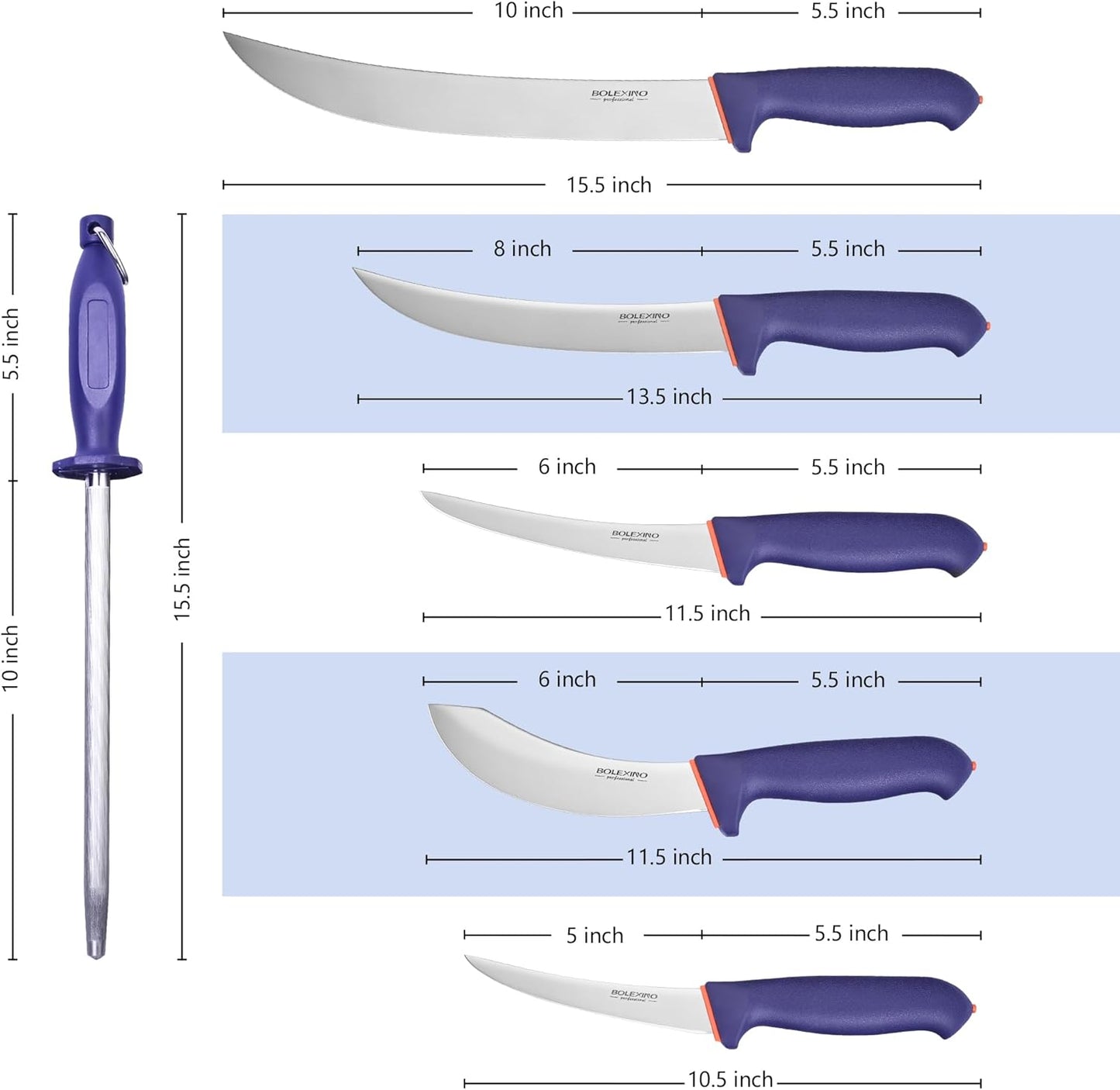 3 PCS Butcher Knife Set, Professional Meat Cutting Knives | Non-slip grip, 7" butcher & 6" skinning & boning,Ergonomic, less tired,Professional, precise cuts,X50CrMoV15 stainless steel.