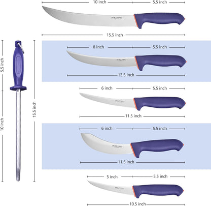 3 PCS Butcher Knife Set, Professional Meat Cutting Knives | Non-slip grip, 7" butcher & 6" skinning & boning,Ergonomic, less tired,Professional, precise cuts,X50CrMoV15 stainless steel.