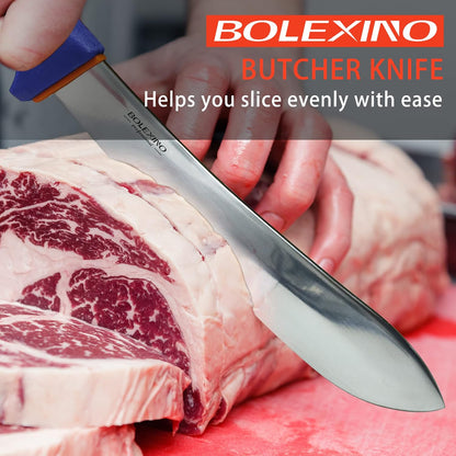 3 PCS Butcher Knife Set, Professional Meat Cutting Knives | Non-slip grip, 7" butcher & 6" skinning & boning,Ergonomic, less tired,Professional, precise cuts,X50CrMoV15 stainless steel.