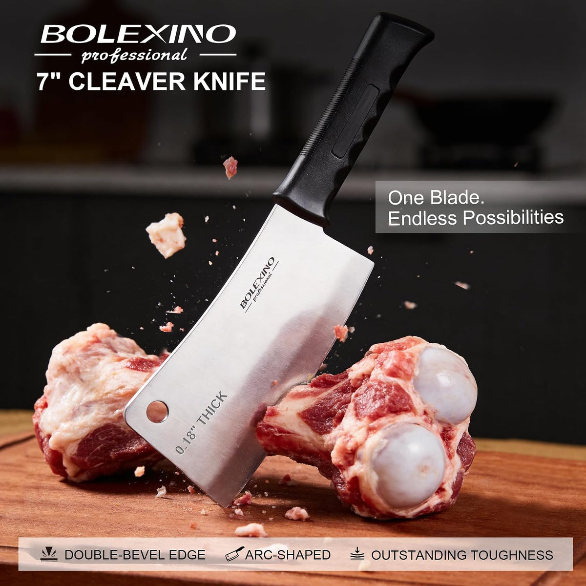 3 PCS Butcher Knife Set, Professional Meat Cutting Knives | Non-slip grip, 7" butcher & 6" skinning & boning,Ergonomic, less tired,Professional, precise cuts,X50CrMoV15 stainless steel.