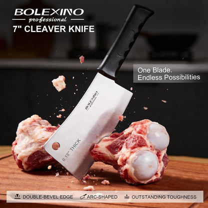 3 PCS Butcher Knife Set, Professional Meat Cutting Knives | Non-slip grip, 7" butcher & 6" skinning & boning,Ergonomic, less tired,Professional, precise cuts,X50CrMoV15 stainless steel.